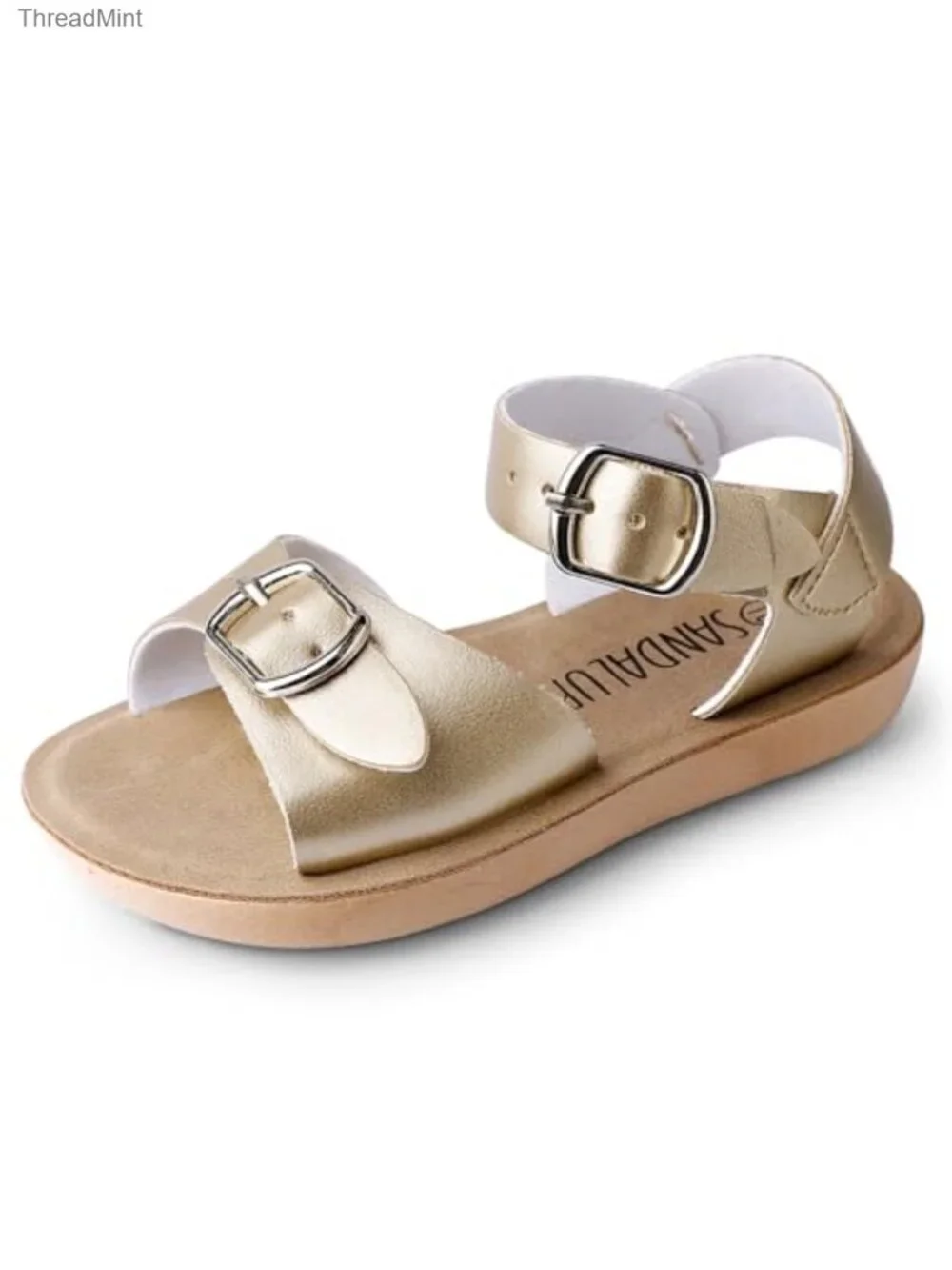 Toddler Girls Boys Double Buckle PU Leather Sandals Flat Non-Slip Casual